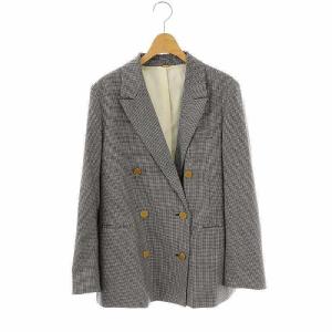 24SS 金釦ダブルブレストオーバージャケット テーラード 千鳥格子 F ブラック /HK OS