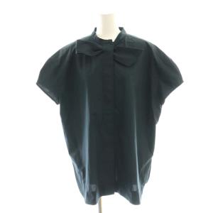 リボンタイ ブラウス シャツ 前開き 38 紺 ネイビー /CX OS