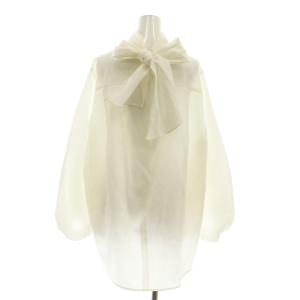 yori リボンタイブラウス 長袖 チュニック丈 38 白 ホワイト /AT OS