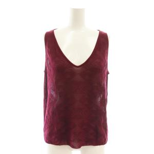 ノースリーブ カットソー Vネック L 小豆色 /AT OS