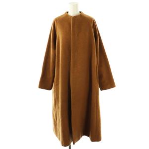 ウールアルパカノーカラーコート アウター アンゴラ混 M ブラウン /DO OS