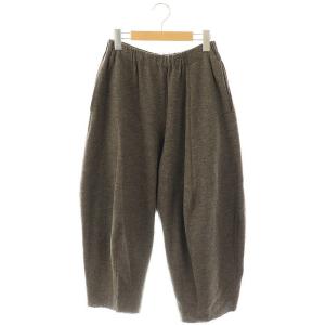 ウール イージーパンツ ワイド M 茶 /MI OS