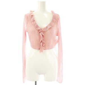 25SS シアーフリルカーディガン ニット 長袖 薄手 F ピンク /NR OS
