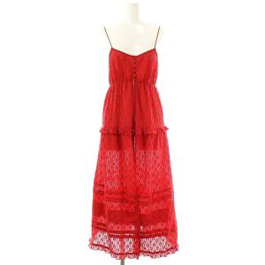 24AW レースキャミTOPS  キャミソール ロング 前開き F 赤 /NR OS