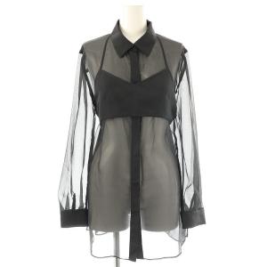25SS ビスチェレイヤードシャツ ブラウス 長袖 前開き シアー F 黒 /NR OS
