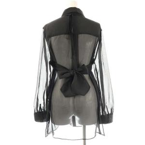 SNIDEL 25SS ビスチェレイヤードシャツ ブラウス 長袖 前開き シアー F 黒 /NR OS