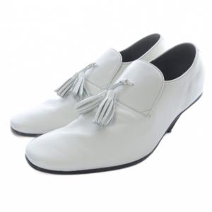 フィービー期 タッセルコーンヒール ローファー レザー 36 白 ホワイト 黒 ブラック /SR