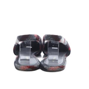 BALENCIAGA パンプス フラット BBロゴ ネルチェック 37 ブラック レッド ホワイト 525974