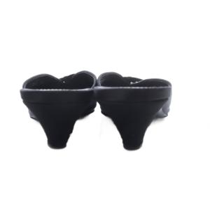 BALENCIAGA ミュール パンプス ハイヒール ポインテッドトゥ リボンモチーフ サテン 37 ブラック /YO2