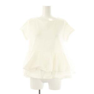 ボートネックダブルフレアカットソー ショートスリーブ 半袖 F 白 ホワイト /AT OS