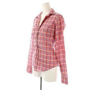 Frank&Eileen フランクアンドアイリーン BARRY コットンチェックシャツ オープンカラー 長袖 XXS 赤 レッド /AT OS