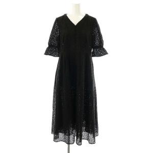 24SS 消臭 洗える ZELLIGEドレス ワンピース ロング 七分袖 4 ブラック /DO OS