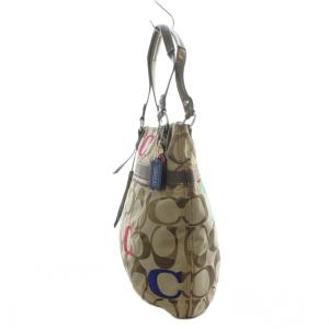 COACH トートバッグ シグネチャー 茶色 ブラウン 青 ピンク 21184 /RI OS