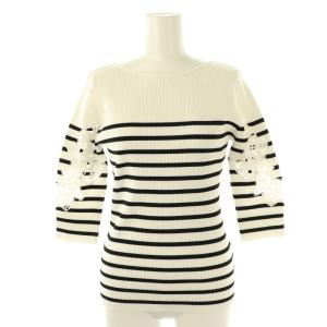 24SS 前後2WAY袖レースニット カットソー 2 オフホワイト ブラック /DO OS