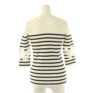 JUSGLITTY 24SS 前後2WAY袖レースニット カットソー 2 オフホワイト ブラック /DO OS