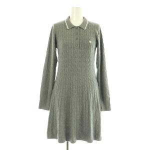 POLO BCSコラボ ケーブルポロミニワンピース ニット 長袖 ロゴ刺繍 1 グレー /MY OS