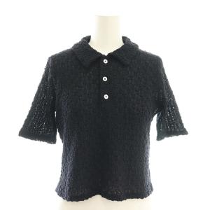 25SS Raschel lace polo シャツ 半袖 ブラック /HK OS SH