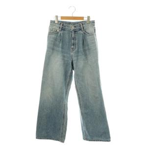 追加タックバギーデニム パンツ ジーンズ サックスブルー /SS OS SH
