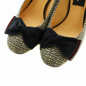 LANVIN コレクション COLLECTION ビッグリボンツイードパンプス ラウンドトゥ 22 1/2 22.5cm