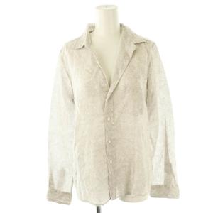 リネン 花柄シャツ ブラウス スキッパー S ライトグレー /CX OS