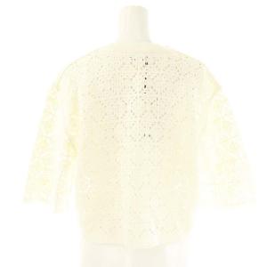 JUSGLITTY 23SS 柄編みハーフスリーブニットジャケット ノーカラー 2 アイボリー /MI OS