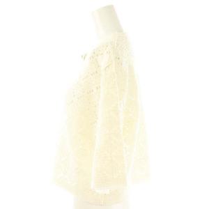 JUSGLITTY 23SS 柄編みハーフスリーブニットジャケット ノーカラー 2 アイボリー /MI OS