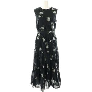 コットン刺繍シャーリングワンピース 0 黒 緑 水色 /MI OS