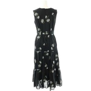 JUSGLITTY コットン刺繍シャーリングワンピース 0 黒 緑 水色 /MI OS