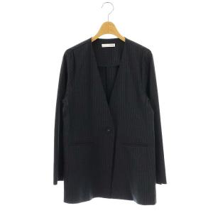 23SS ピンストライプノーカラージャケット F ダークグレー グレー /DO OS