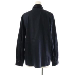 theory luxe 25SS Cecily Emas Blouse リボンブラウス 長袖 38 ネイビー /DO OS