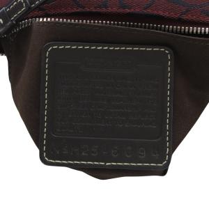 COACH アクセサリーポーチ ハンドバッグ ワンハンドル シグネチャー キャンバス レザー ボルドー ダークブラウン
