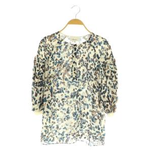 総柄ヘンリーネックブラウス 七分袖 ボリュームスリーブ 0 ベージュ /MY OS