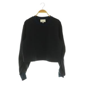 シャーリング スウェットシャツ カットソー トレーナー 長袖 XS ブラック ネイビー /MY OS