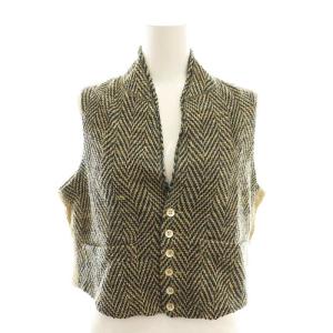 リネンニットベスト 2 ネイビー ベージュ 8021026 /HK OS