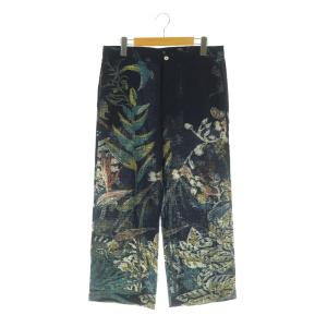 インディゴ染め抜染花柄イージーパンツ ワイド ボタンフライ 1 ネイビー /MY OS