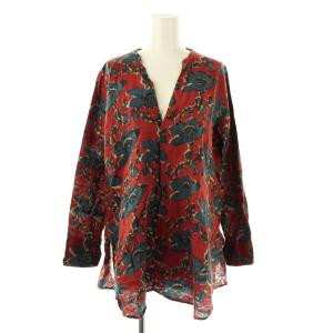 藍カディ プリントプルオーバートップス シルク 2 赤茶 レッドブラウン /SS OS