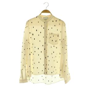 シルクブラウス 長袖 バンドカラー ドット 0 アイボリー /MY OS