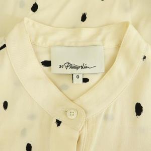 3.1 phillip lim シルクブラウス 長袖 バンドカラー ドット 0 アイボリー /MY OS