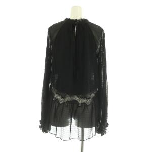 3.1 phillip lim レース切替ギャザーブラウス 長袖 プルオーバー ボリュームスリーブ 0 ブラック /MY OS