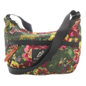 ショルダーバッグ 斜め掛け クロスボディ ロゴ 花柄 ナイロン 緑 グリーン /GV
