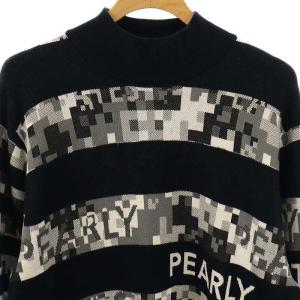 PEARLY GATES 25SS ピクセルカモボーダージャガードカシミヤタッチモックネックニットプルオーバー セーター 1 ネイビー