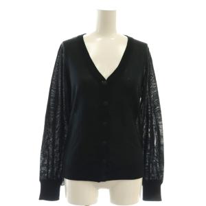 蜘蛛 Vネック ニット カーディガン 長袖 F ブラック /HK OS