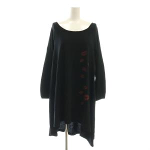 リップ 長袖 チュニック ワンピース ミニ F ブラック /HK OS