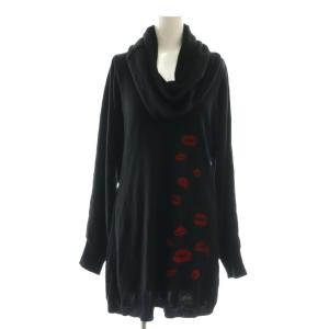 リップ オフタートル ニット チュニック 長袖 F ブラック /HK OS