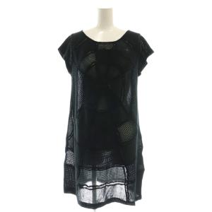 蜘蛛 ニット チュニック フレンチスリーブ F ブラック /HK OS