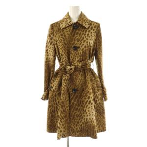 レオパードステンカラーコート F イエローベージュ カーキブラウン /DO OS