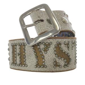 バルタザール レザー スタッズ ベルト S ホワイト