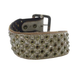 HYSTERIC GLAMOUR バルタザール レザー スタッズ ベルト S ホワイト