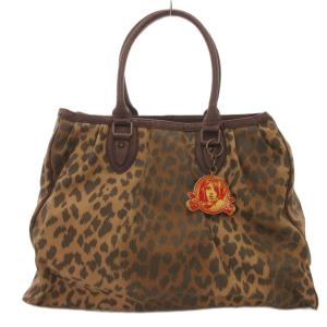 トートバッグ 手提げ レオパード柄 レザー ヒスガールチャーム 茶 ブラウン /FF