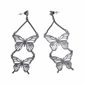 HYSTERIC GLAMOUR バタフライ ピアス 黒 ブラック /SR4